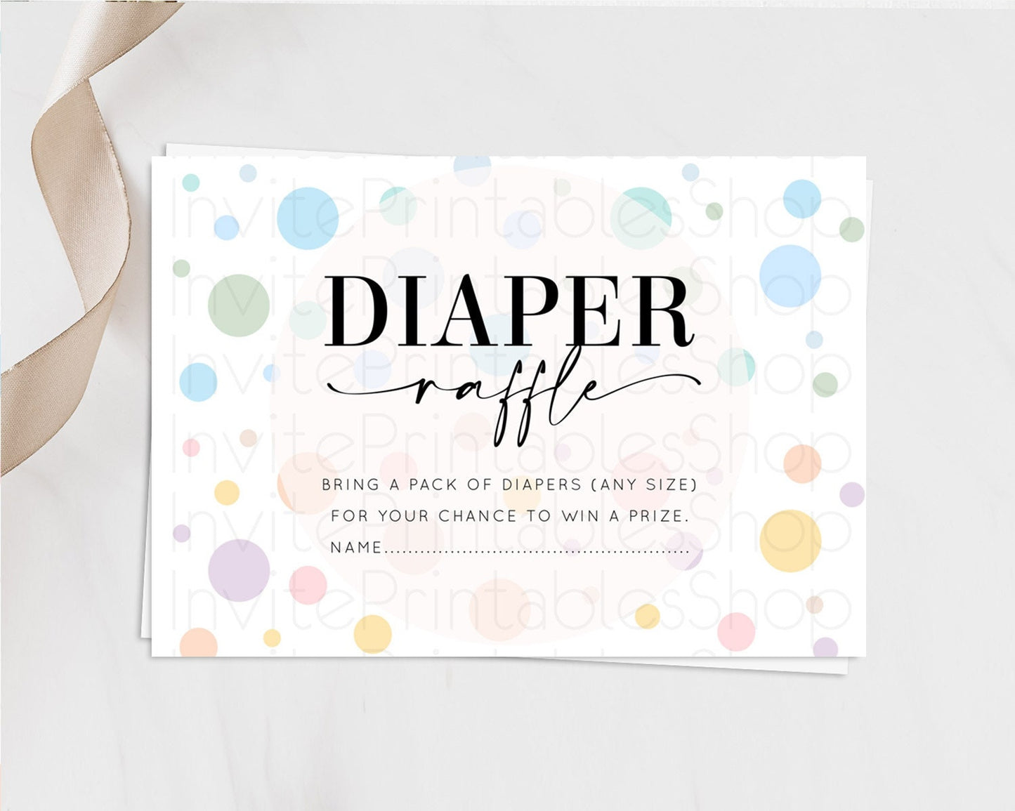 Rainbow Diaper Raffle Card Pastel Sprinkles Diaper Raffle Insert Rainbow Confetti Diaper Ticket Colorful Bubbles Pastel Raffle Game D10135