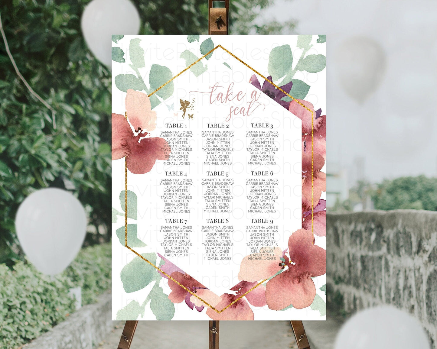 Fairy Seating Chart Pastel Fairy Seating Chart Fairy Tea Party Fairy Garden Seating Sign Enchanted Garden Floral Butterfly Decor D10460