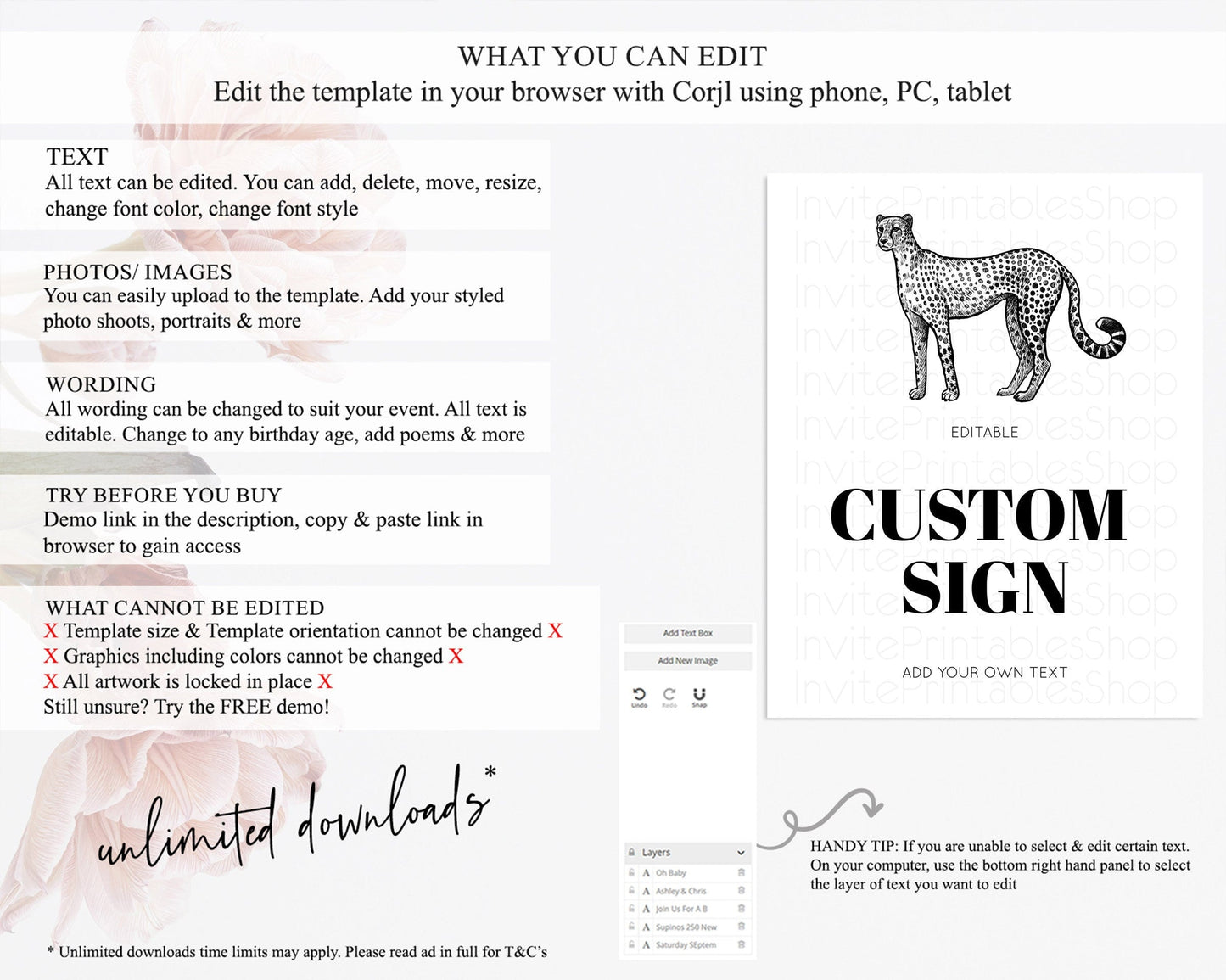 Cheetah Sign Cheetah Party Sign Template Safari Adventure Table Sign Decor Cheetah Minimal Theme 1st Birthday Baptism Baby Shower D10290