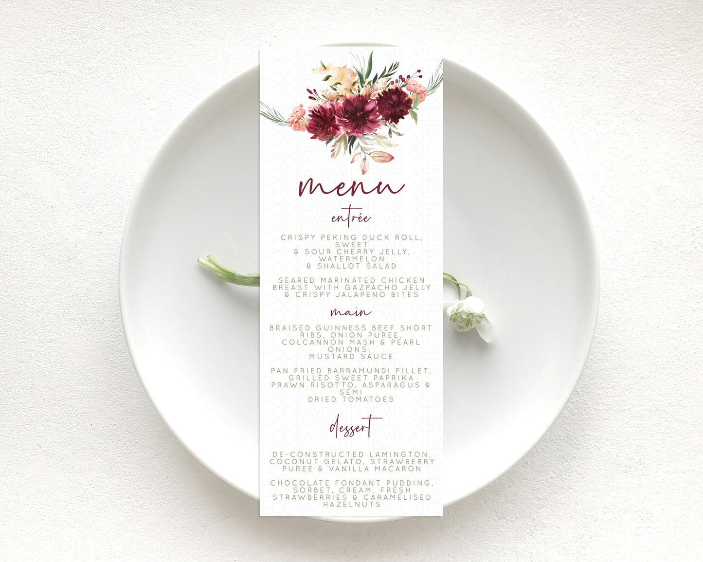 Secret Garden Menu Wildflower Menu Template Pastel Flower Garden Table Decor Boho Floral Dinner Dessert Floral Party Food Menu D10685