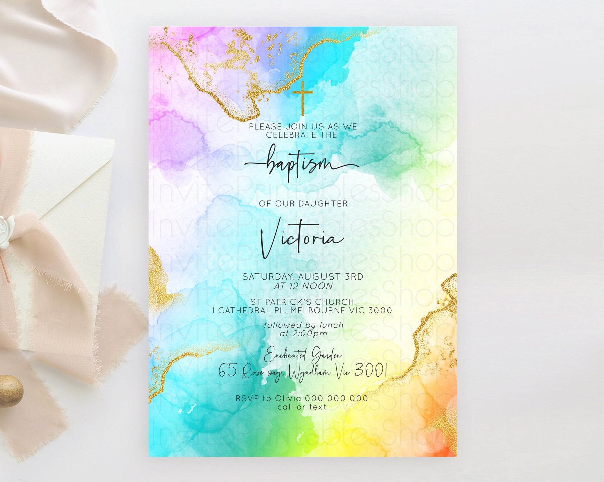 Editable Pastel Baptism Invitation Pastel Colors Watercolor Baptism 1st Birt