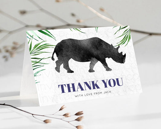 Editable Rhino Thank You Rhino Thank You Card Rhino Birthday Thank You Card