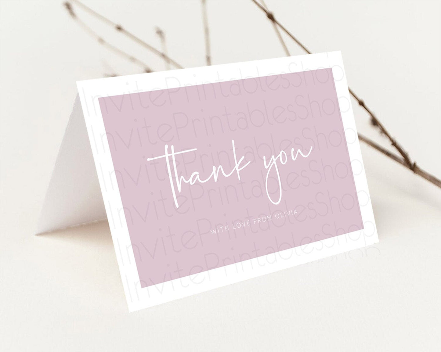 Pink Thank You Pastel Pink Thank You Card Pink Birthday Thank You Card Modern Pink Cards Simple Pink Teacher Thank You Card Template D10940