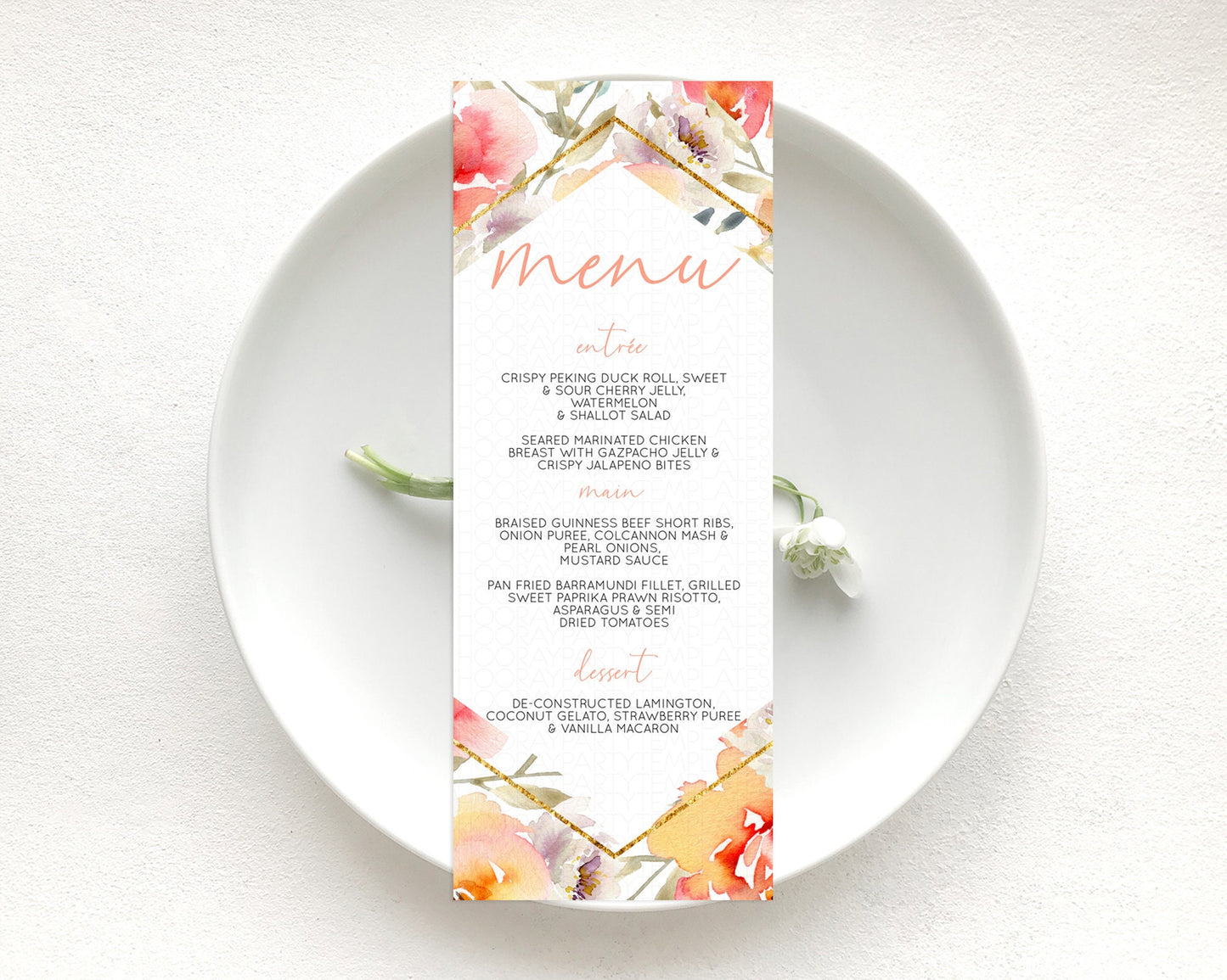 Secret Garden Menu Wildflower Menu Template Pastel Flower Garden Table Decor Boho Floral Dinner Dessert Floral Party Food Menu D10791