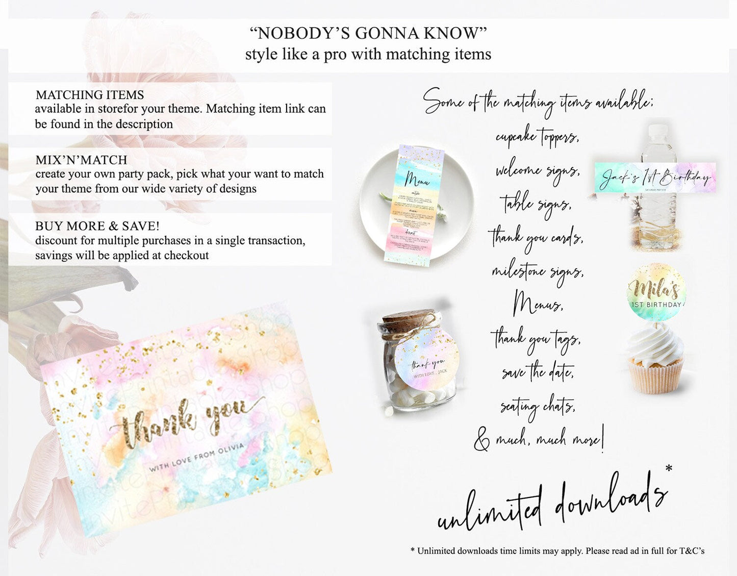 Pastel Thank You Rainbow Thank You Card Colorful Pastel Birthday Thank You Card Confetti Watercolor Pastel Teacher Thank You Cards D10548