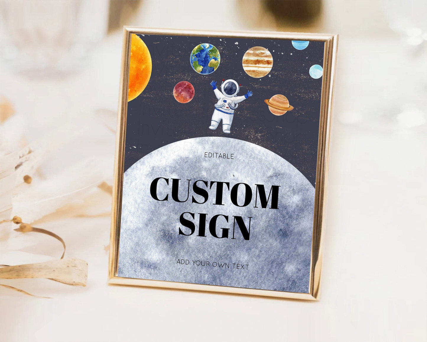 Space Table Sign Decor Galaxy Space Adventure Party First Trip Around the Sun Planets Solar System 1st Birthday Baptism Baby Shower D10430