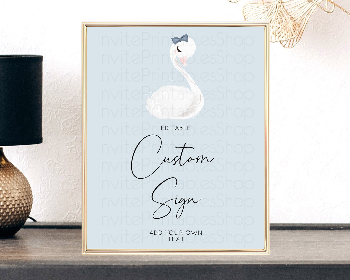 Swan Table Sign Decor Swan Princess Ballet Party Enchanted Swan Lake Secret Garden Pastel Floral 1st Birthday Baptism Baby Shower D10760