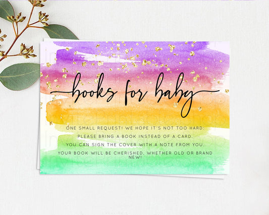 Editable Pastel Books For Baby Card Pastel Rainbow Book Insert Colorful Ombr