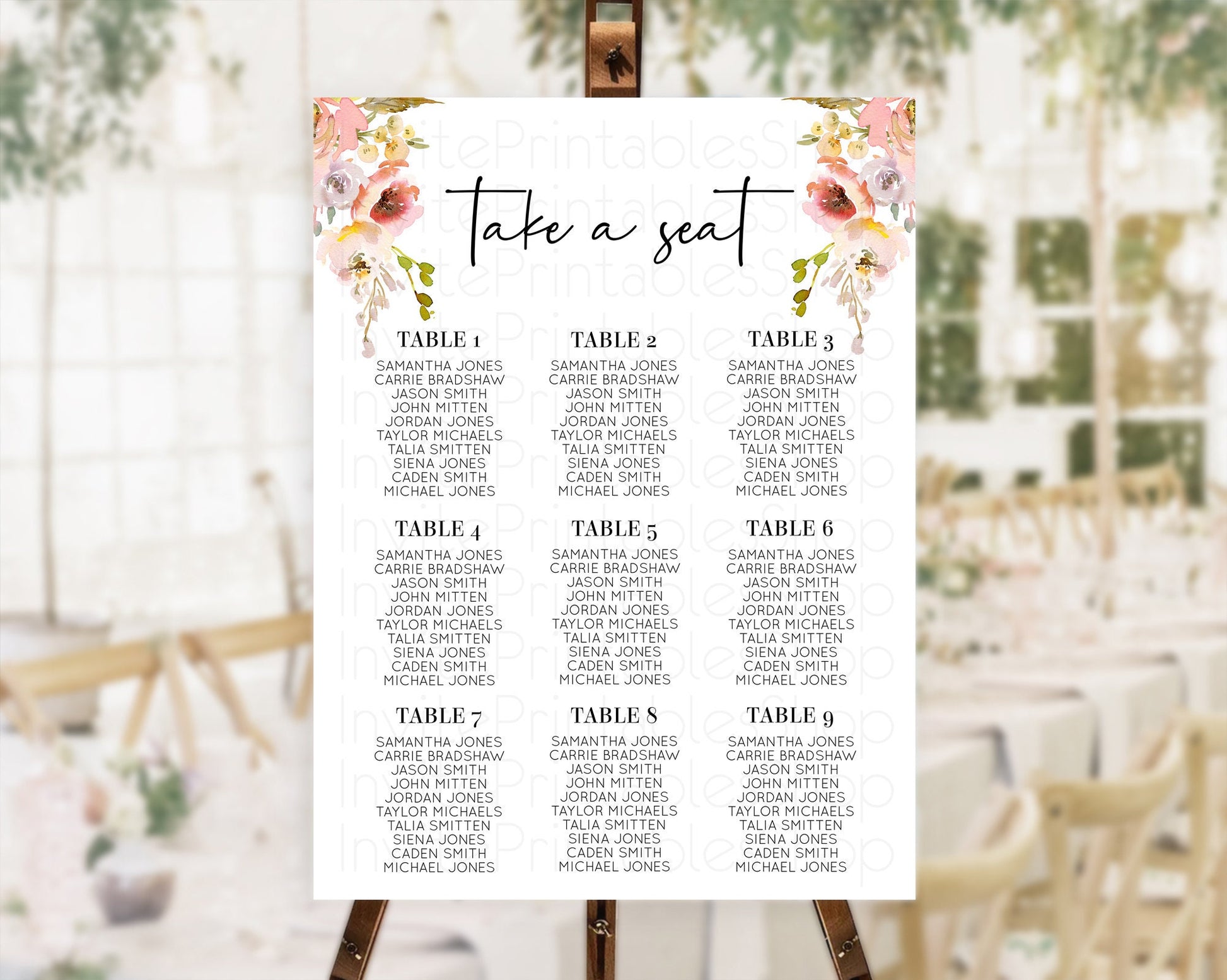 Editable Secret Garden Seating Chart Wildflower Seating Chart Pastel Flowers