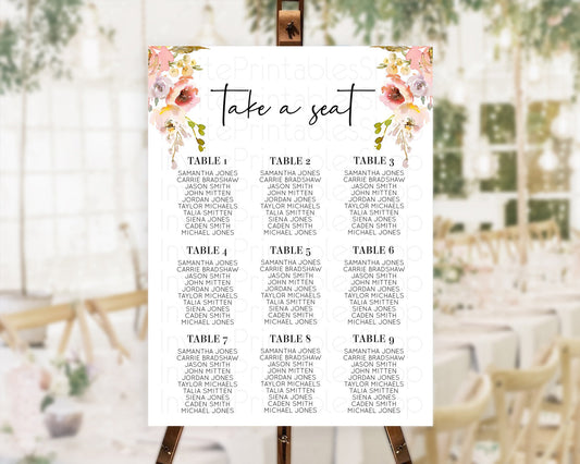 Editable Secret Garden Seating Chart Wildflower Seating Chart Pastel Flowers