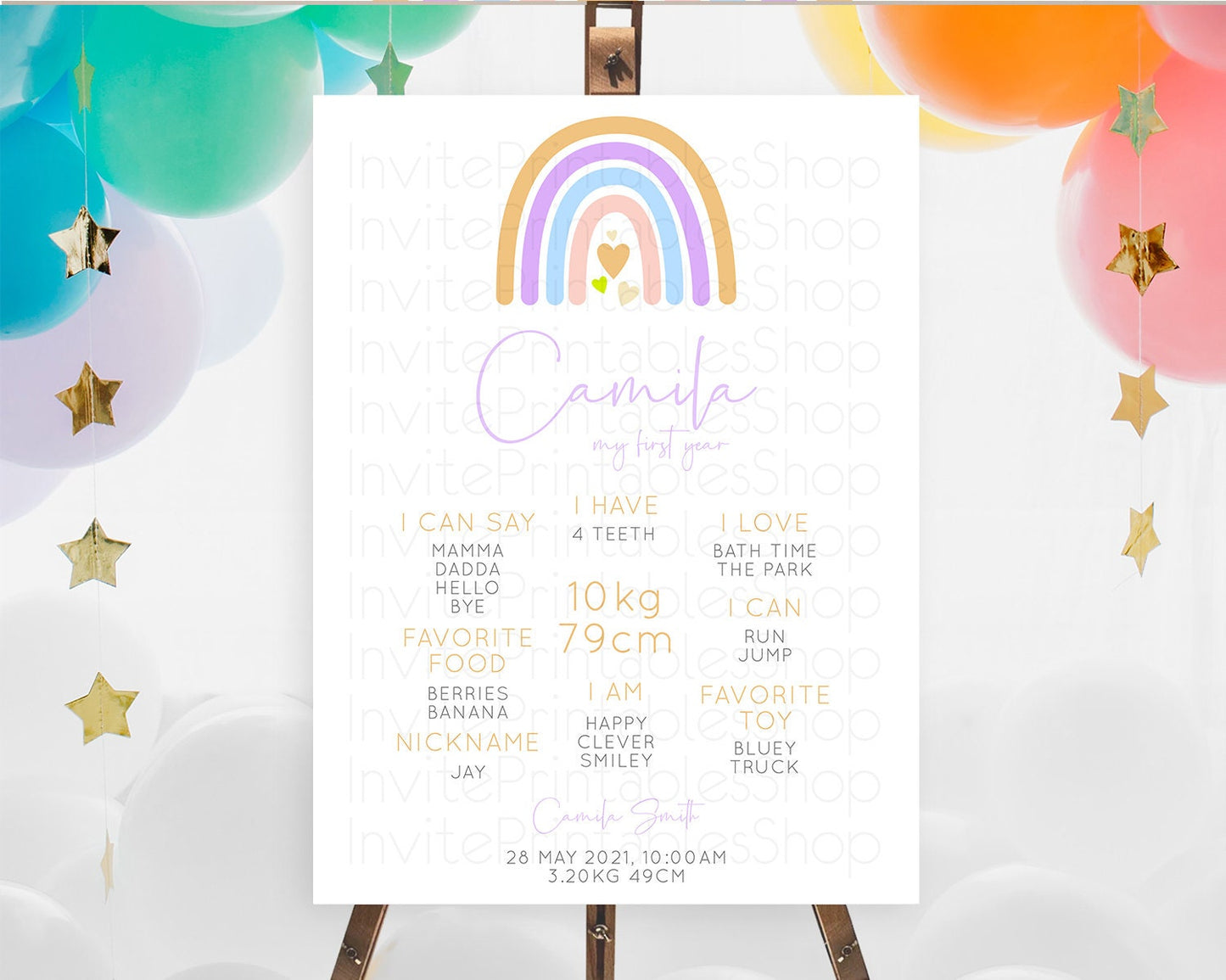 Pastel Rainbow First Birthday Milestone Poster Boho Rainbow Milestone Board Rainbow Milestone Pastel Milestone Rainbow 1st Birthday D10238