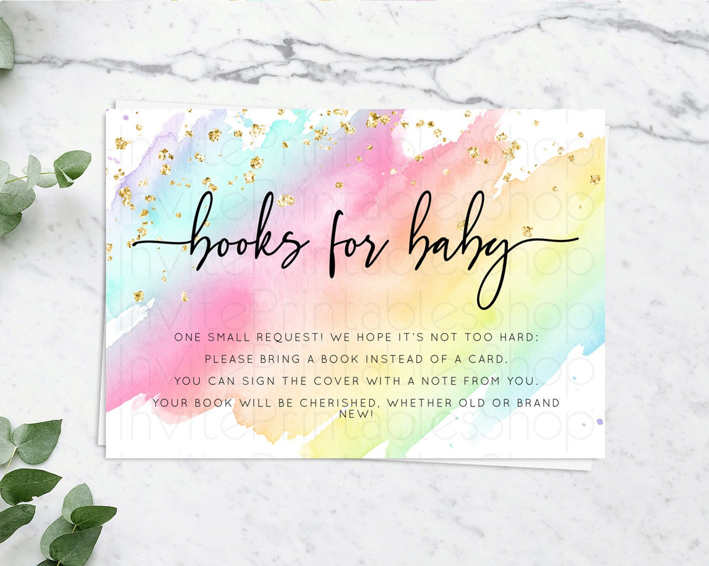 Pastel Books For Baby Card Pastel Rainbow Book Insert Colorful Ombre Watercolor Book Card Confetti Glitter Baby Book Poem Request D10495