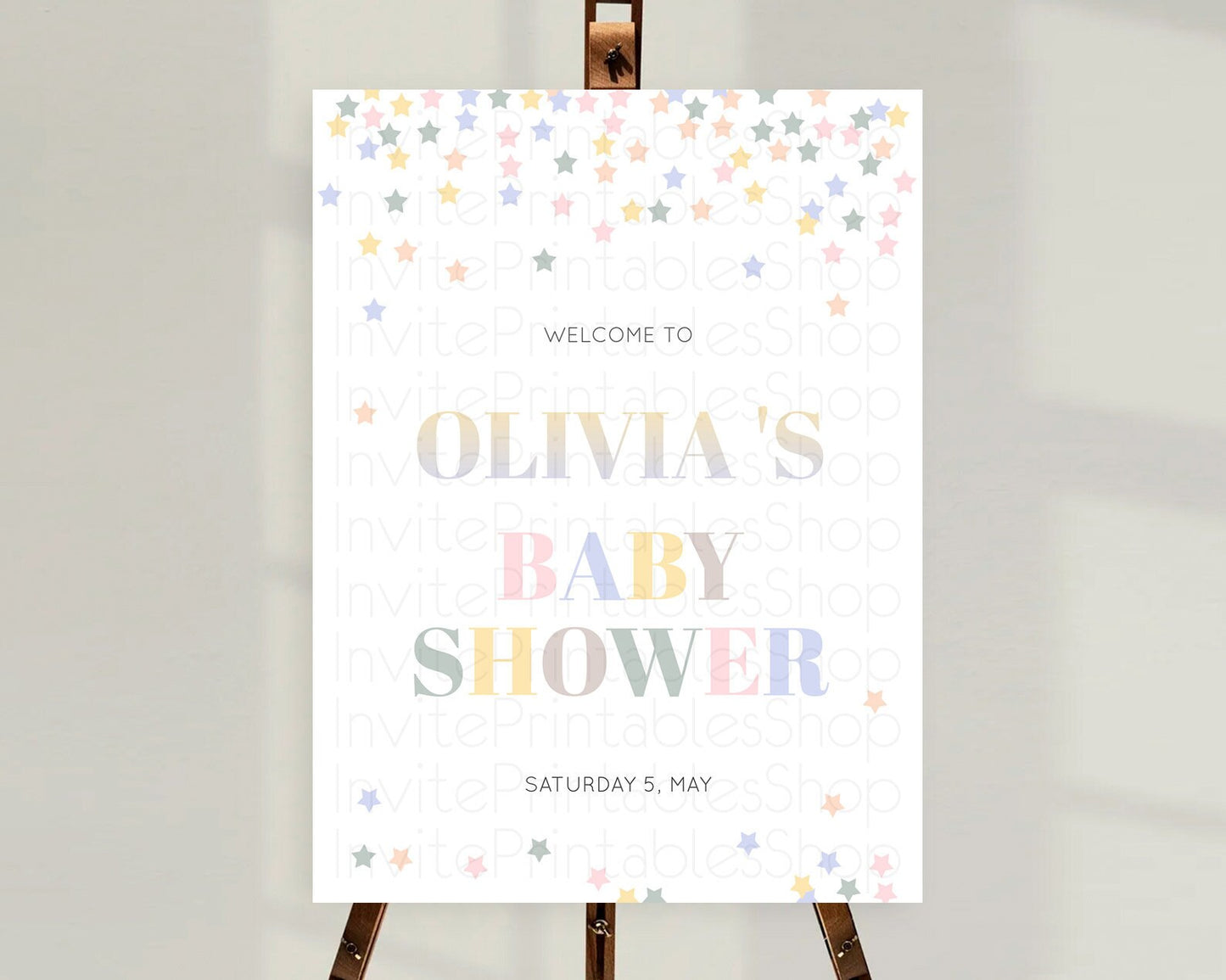 Star Baby Shower Welcome Board Pastel Stars Welcome Sign Shooting Star Rainbow Colorful Confetti Twinkle Little Star Welcome Sign D10795