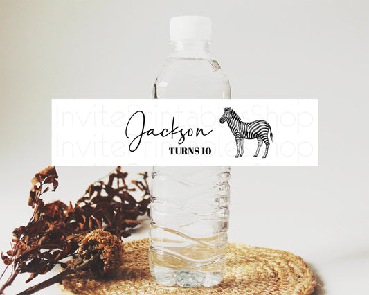 Editable Zebra Water Label Template Zebra Party Decor Water Label Safari Adv