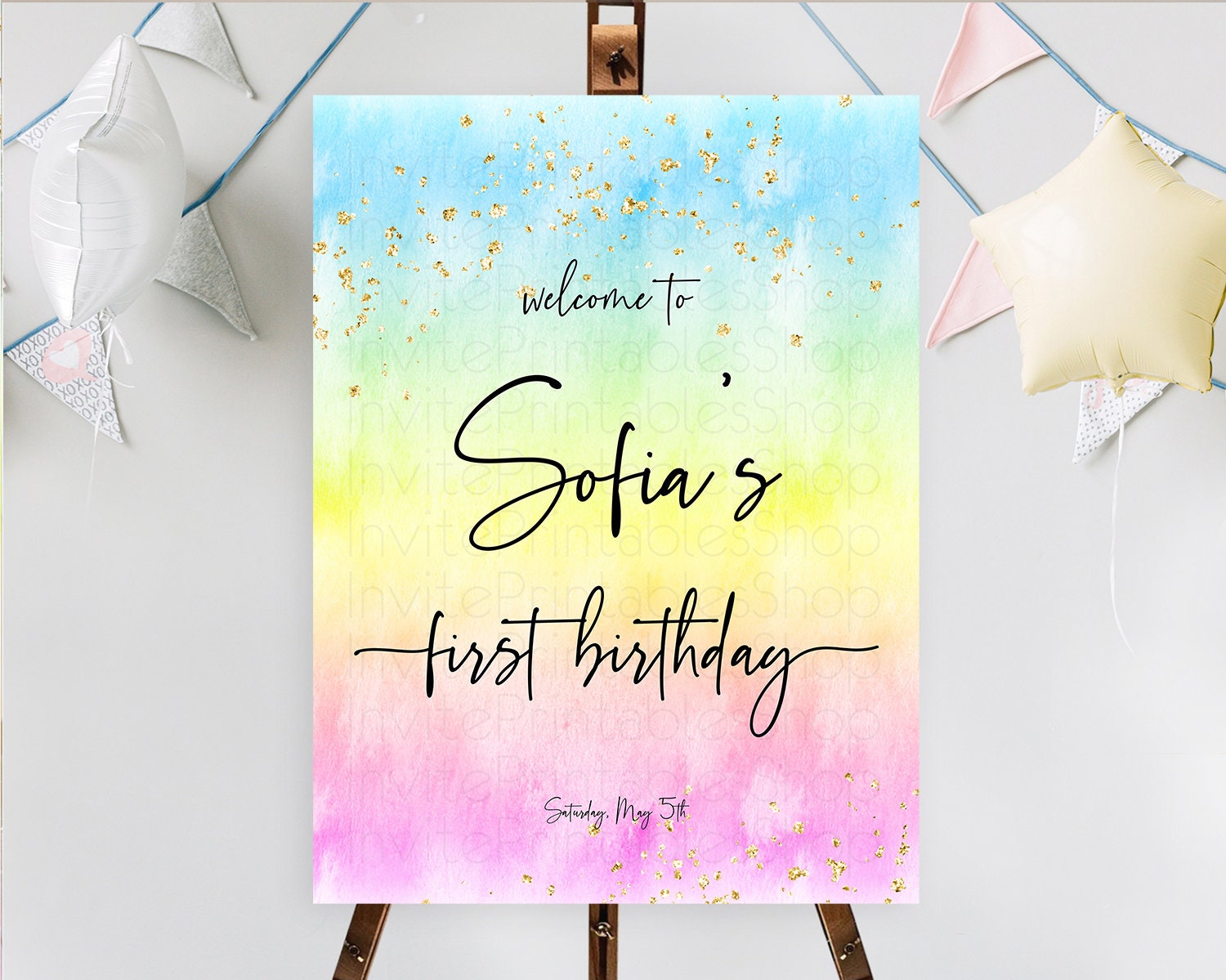 Editable Pastel Welcome Sign Pastel Rainbow Welcome Sign Colorful Rainbow Co