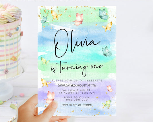 Editable Pastel Butterfly Birthday Invitation Butterfly Birthday Invitation