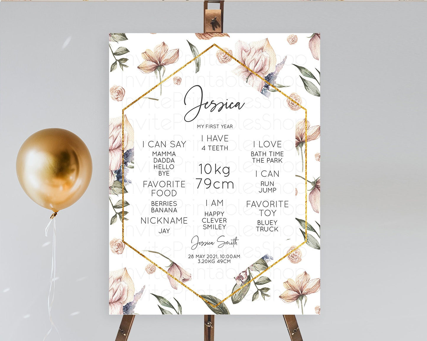 Secret Garden Milestone Board Wildflower First Birthday Milestone Poster Pastel Flowers Milestone Boho Wildflower 1st Birthday Sign D10504