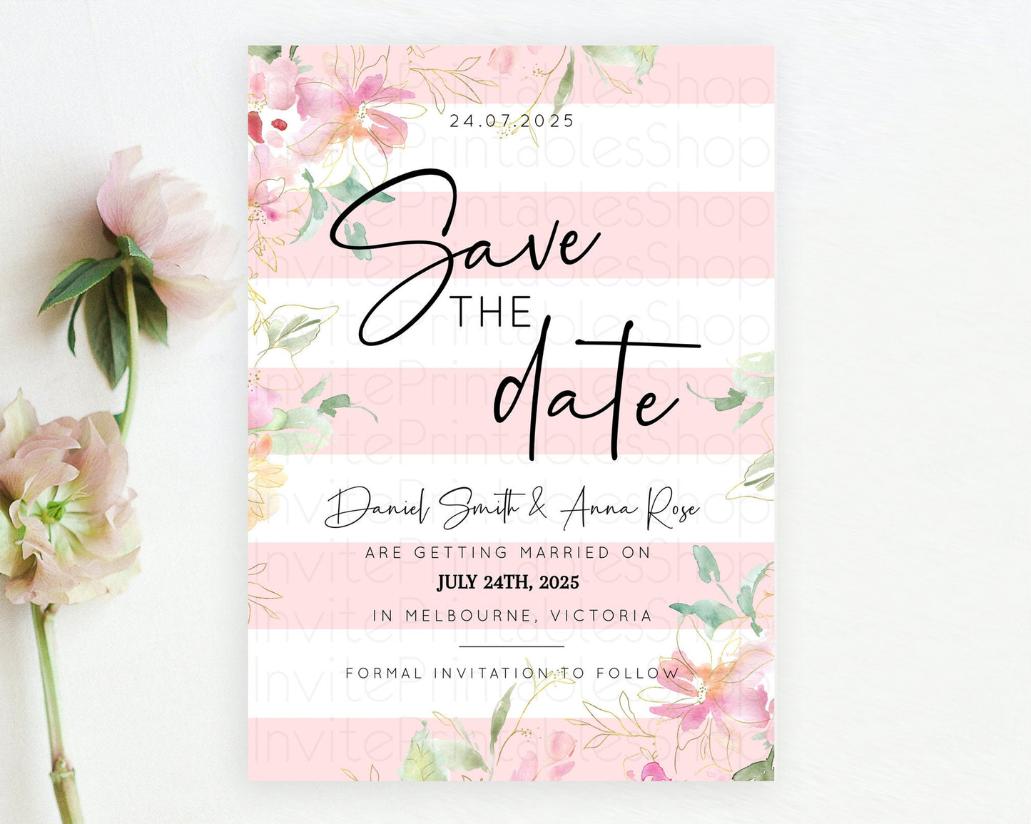 Wildflower Save The Date Template Secret Garden Save The Date Pastel Floral Garden Party Boho Flowers Birthday Baby Shower Wedding D10300