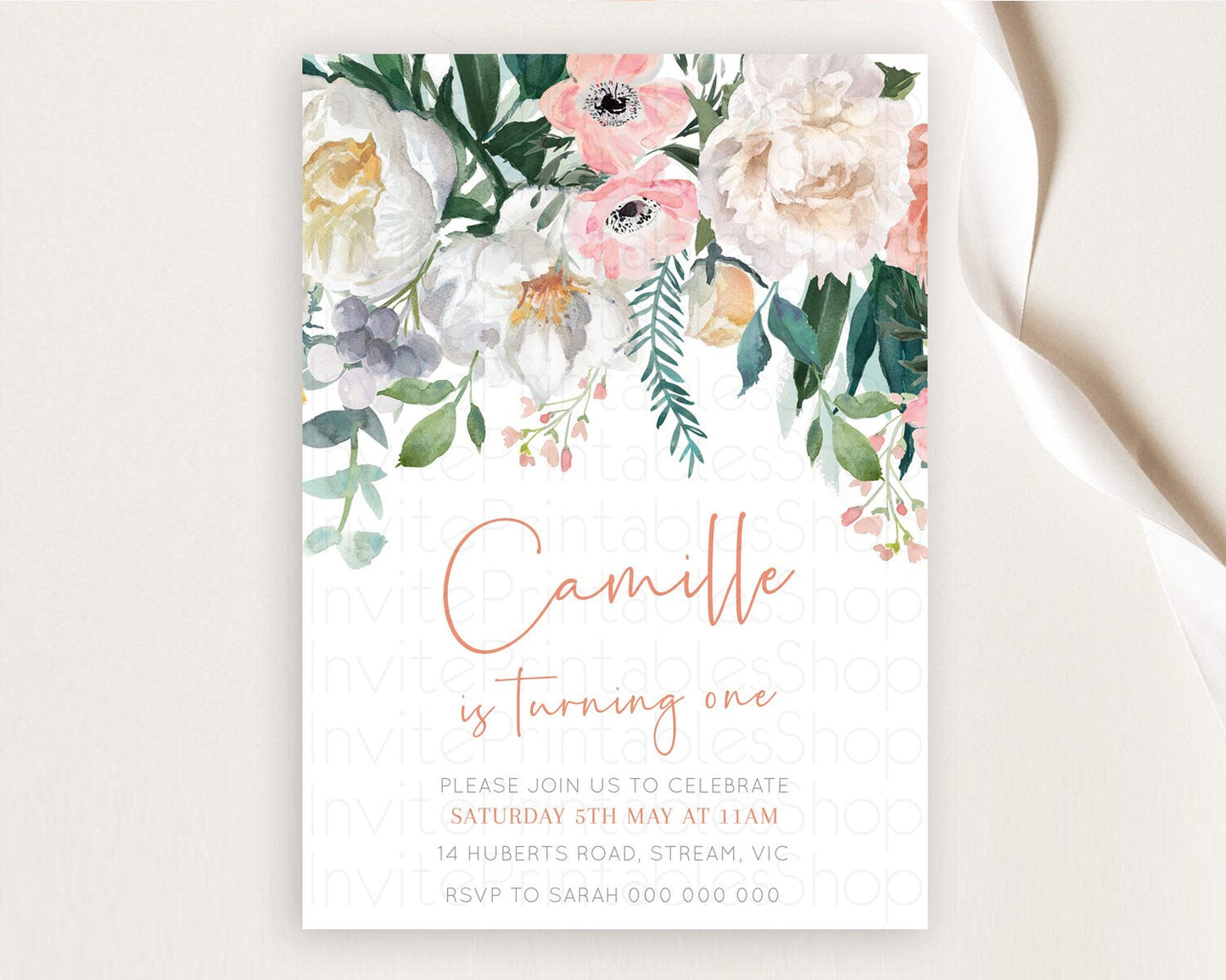 Secret Garden Invitation Wildflower Birthday Invitation Pastel Flowers Invite Enchanted Garden Boho Floral 3rd 2nd First Birthday D10717