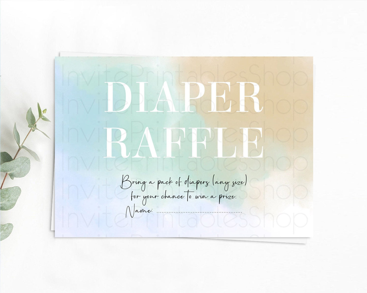 Pastel Diaper Raffle Card Pastel Rainbow Diaper Raffle Insert Colorful Ombre Watercolor Diaper Ticket Confetti Glitter Raffle Game D10370