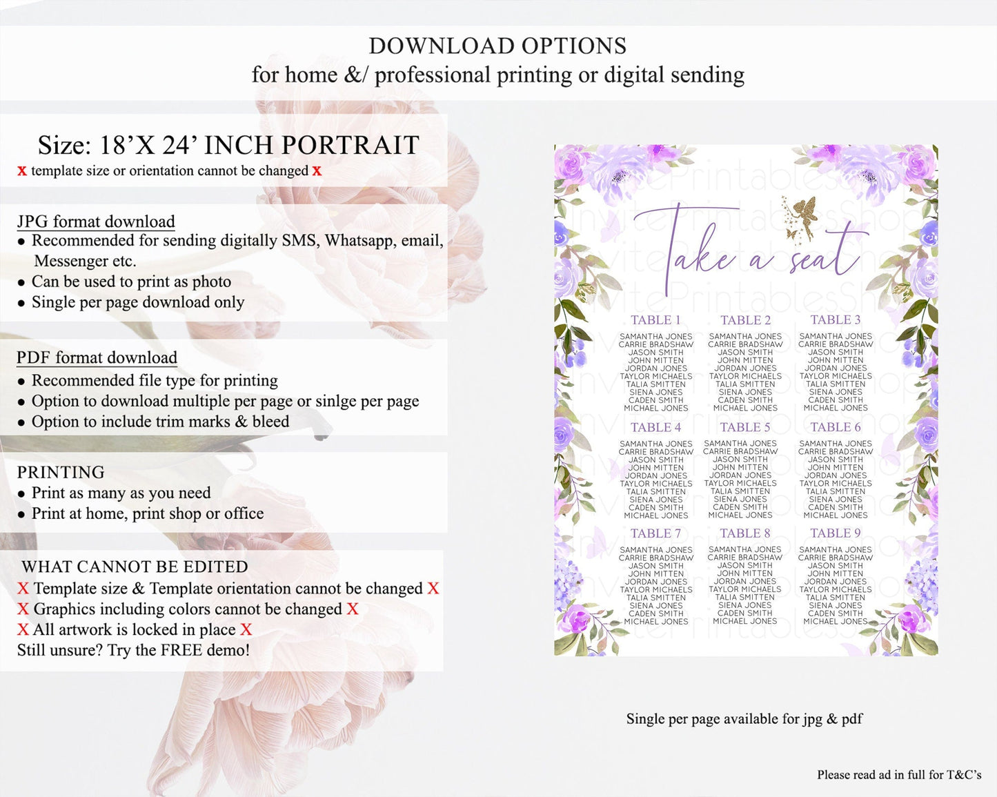 Fairy Seating Chart Pastel Fairy Seating Chart Fairy Tea Party Fairy Garden Seating Sign Enchanted Garden Floral Butterfly Decor D10910