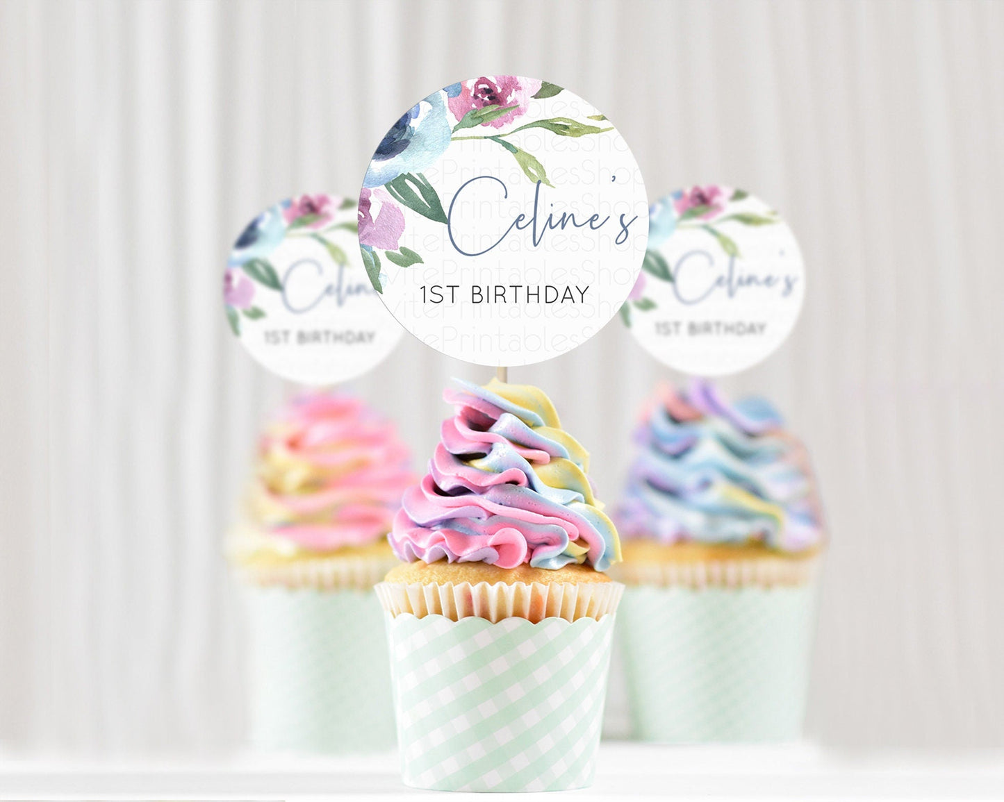 Secret Garden Cupcake Toppers Wildflower Cupcake Toppers Pastel Flowers Cupcake Toppers Enchanted Garden Boho Floral First Birthday D10780