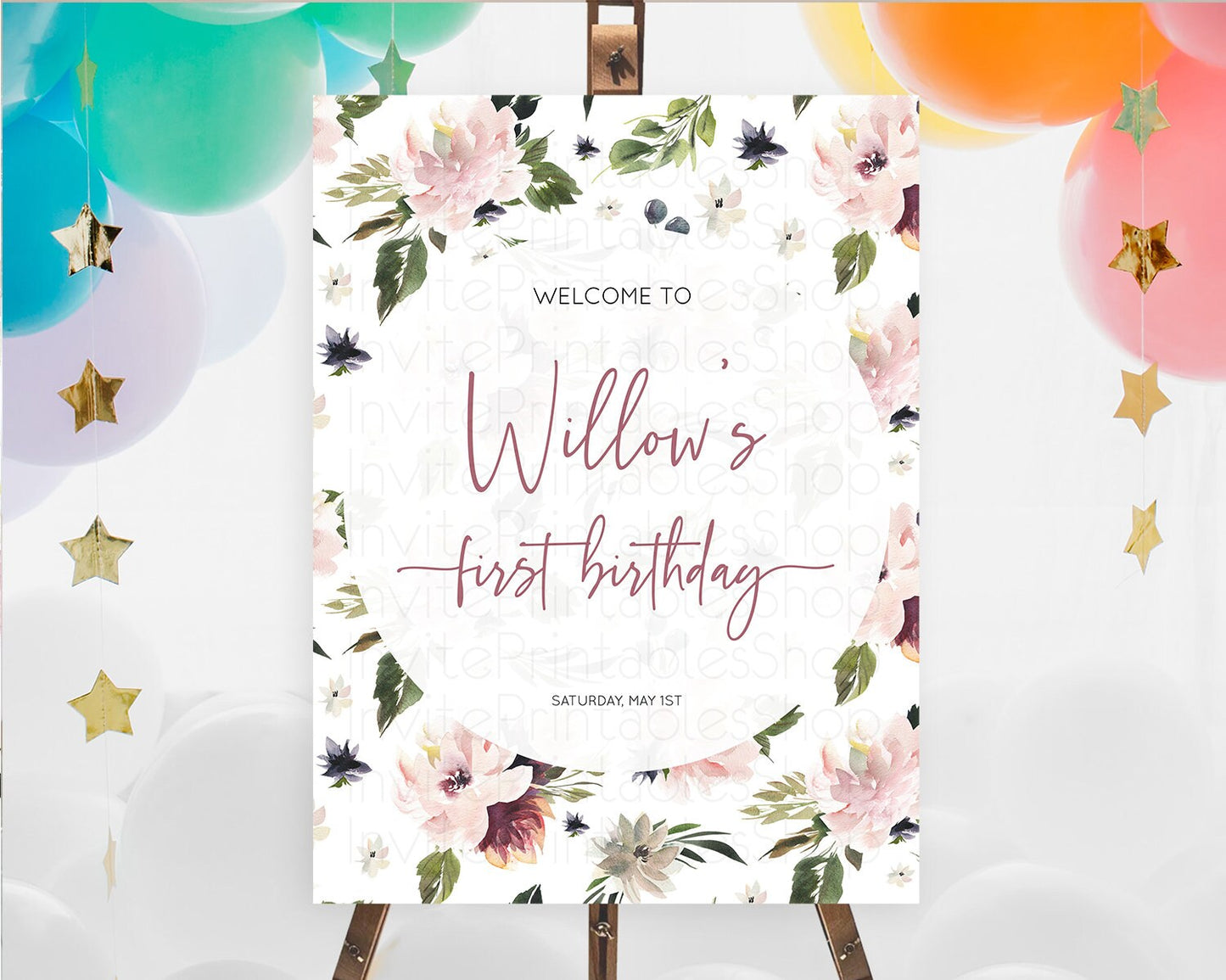 Secret Garden Welcome Sign Wildflower Welcome Board Pastel Flower Garden Welcome Poster Boho Wildflower First Birthday Welcome Sign D10538