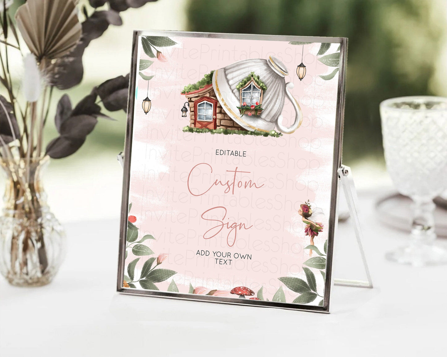Fairy Sign Enchanted Garden Table Sign Decor Pastel Floral Butterfly Party Secret Garden Birthday Baptism Baby Shower Bridal Shower D10563