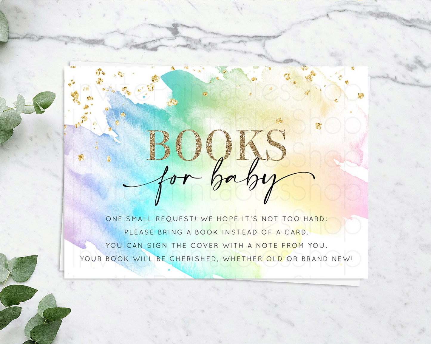 Pastel Books For Baby Card Pastel Rainbow Book Insert Colorful Ombre Watercolor Book Card Confetti Glitter Baby Book Poem Request D11028