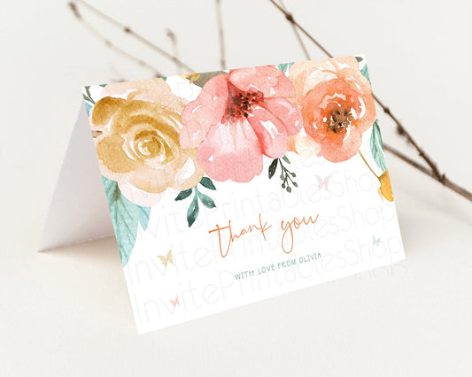 Editable Secret Garden Thank You Wildflower Thank You Card Pastel Flower Gar