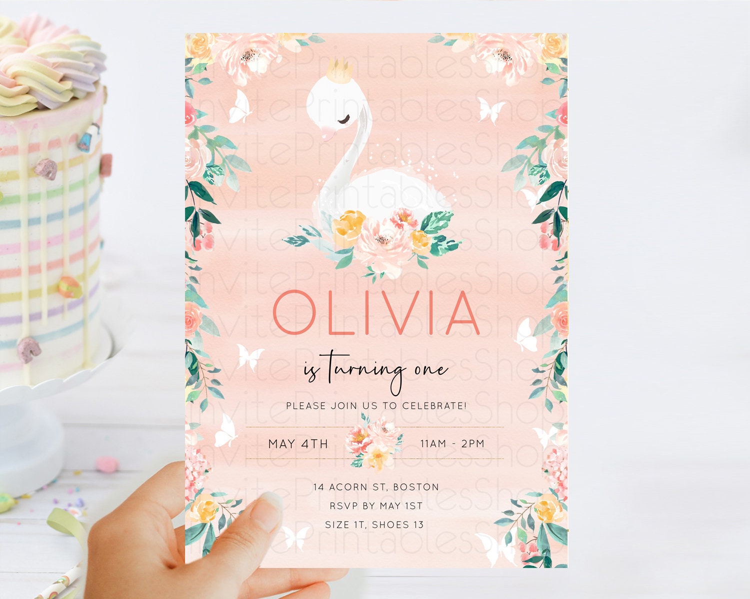 Editable Swan Birthday Invitation Swan Princess Ballet Invitation Enchanted
