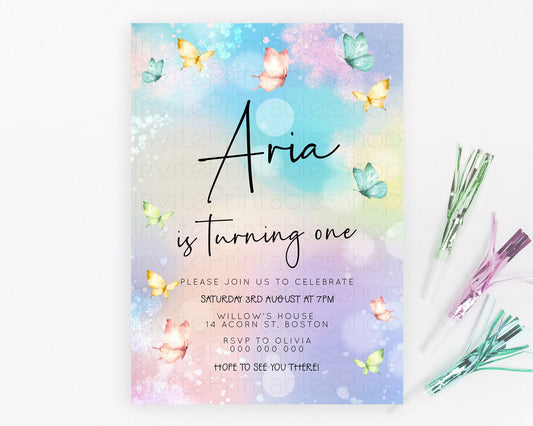 Editable Pastel Butterfly Birthday Invitation Butterfly Birthday Invitation