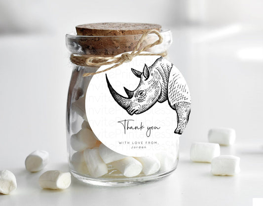 Rhino Thank You Tags Rhino Thank You Gift Tags Rhino Party Favor Tags Rhino Goodie Tag Rhino First Loot Tag First Birthday Thank You D10253