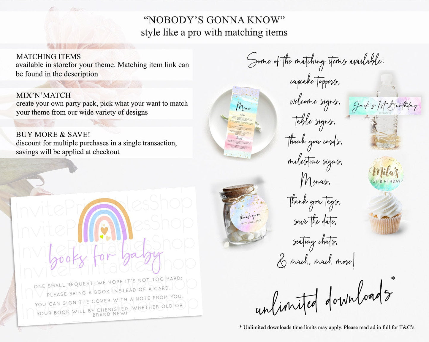 Pastel Rainbow Books For Baby Card Boho Rainbow Book Insert Boho Rainbow Book Card Pastel Watercolor Baby Shower Book Poem Request D10238