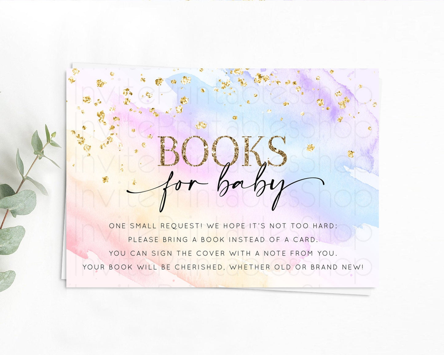 Pastel Books For Baby Card Pastel Rainbow Book Insert Colorful Ombre Watercolor Book Card Confetti Glitter Baby Book Poem Request D10635