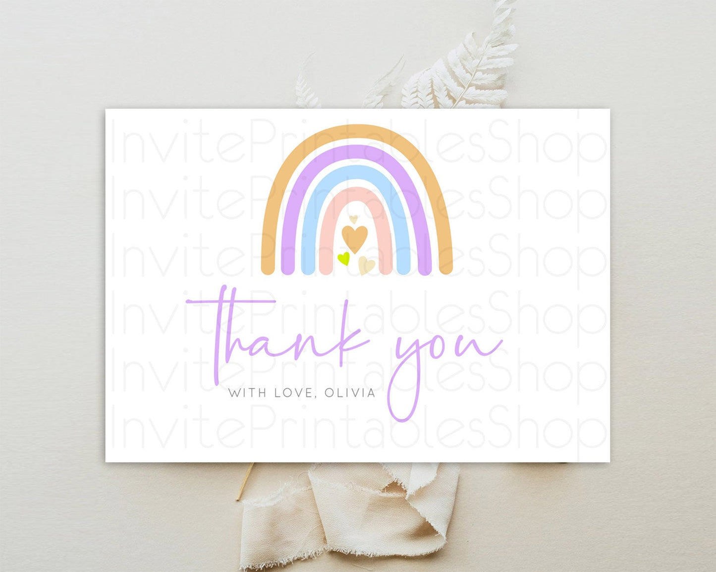 Pastel Rainbow Thank You Boho Rainbow Thank You Card Rainbow Birthday Thank You Cards Pastel Rainbow Teacher Thank You Card Template D10238