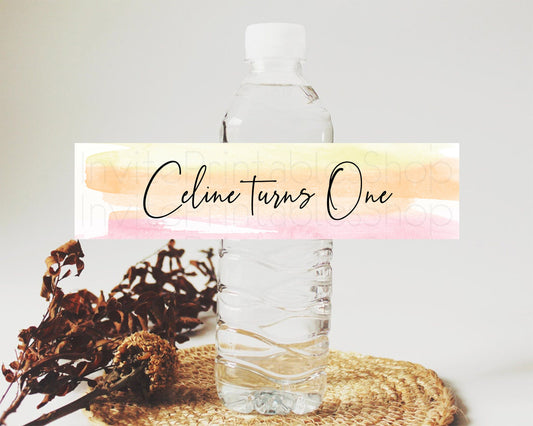 Editable Pastel Water Label Template Pastel Ombre Rainbow Watercolor Colorfu