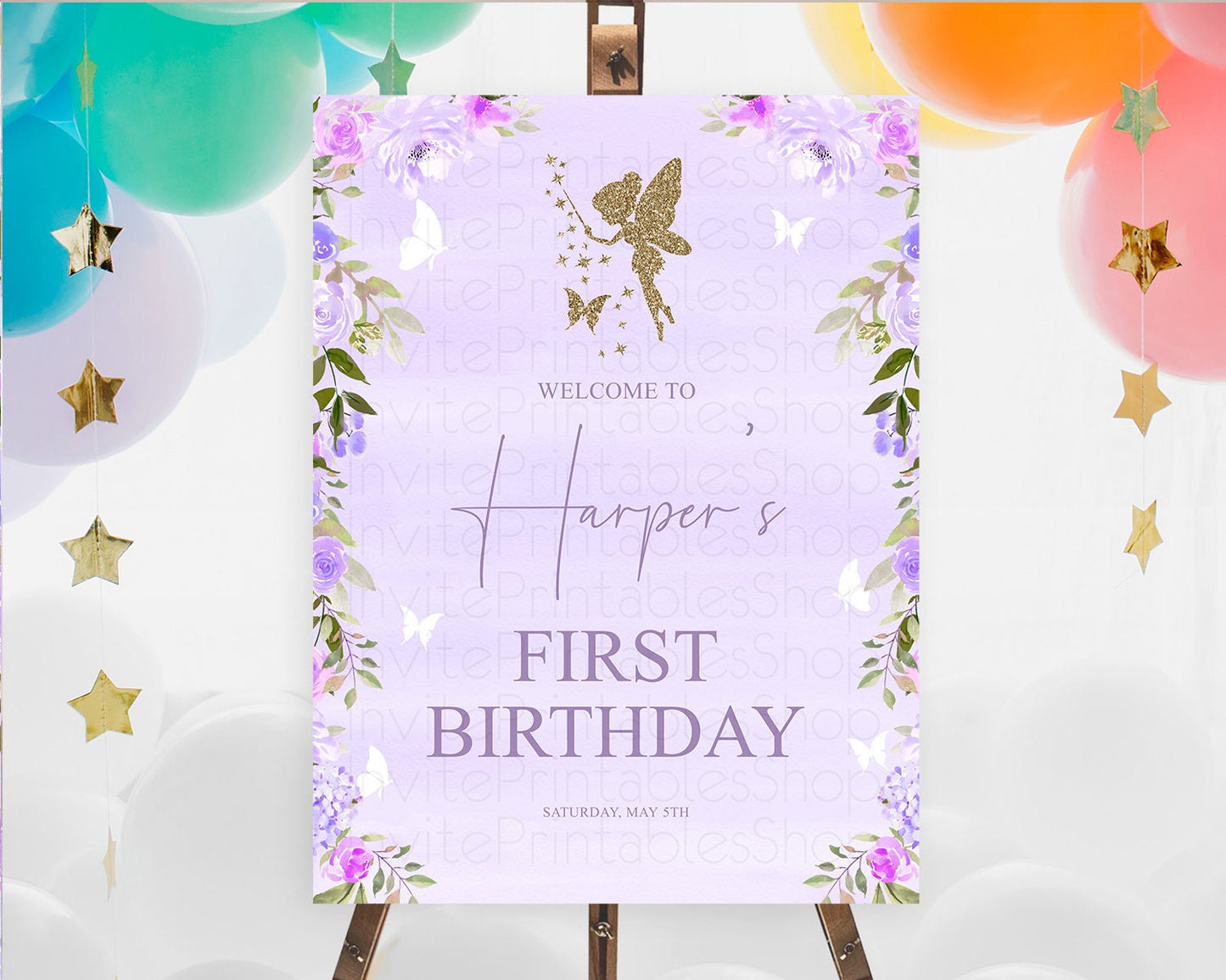 Fairy Welcome Sign Fairy Welcome Board Enchanted Garden Pastel Floral Butterfly Decor Secret Garden First Birthday Welcome Sign D10910