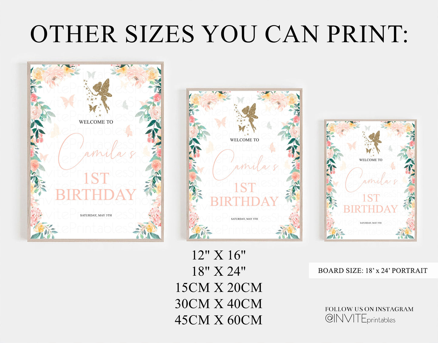 Fairy Welcome Sign Fairy Garden 1st Birthday Welcome Sign Pastel Floral Welcome Board Rainbow Flower Welcome Board Glitter Pastel Sign 219