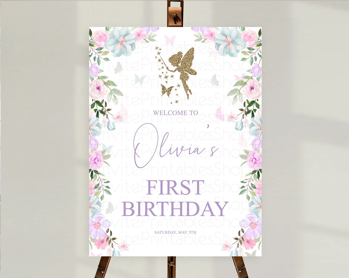 Fairy Welcome Sign Fairy Welcome Board Enchanted Garden Pastel Floral Butterfly Décor Secret Garden First Birthday Welcome Sign D10475