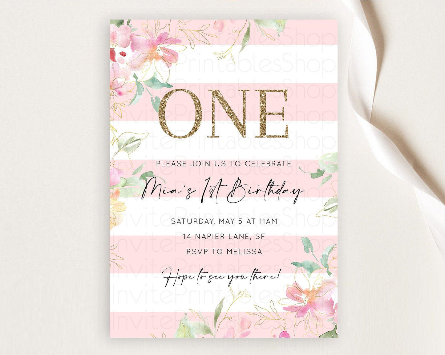 Secret Garden Invitation Wildflower Birthday Invitation Pastel Flowers Invite Enchanted Garden Boho Floral 3rd 2nd First Birthday D10301