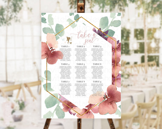 Fairy Seating Chart Pastel Fairy Seating Chart Fairy Tea Party Fairy Garden Seating Sign Enchanted Garden Floral Butterfly Décor D10460