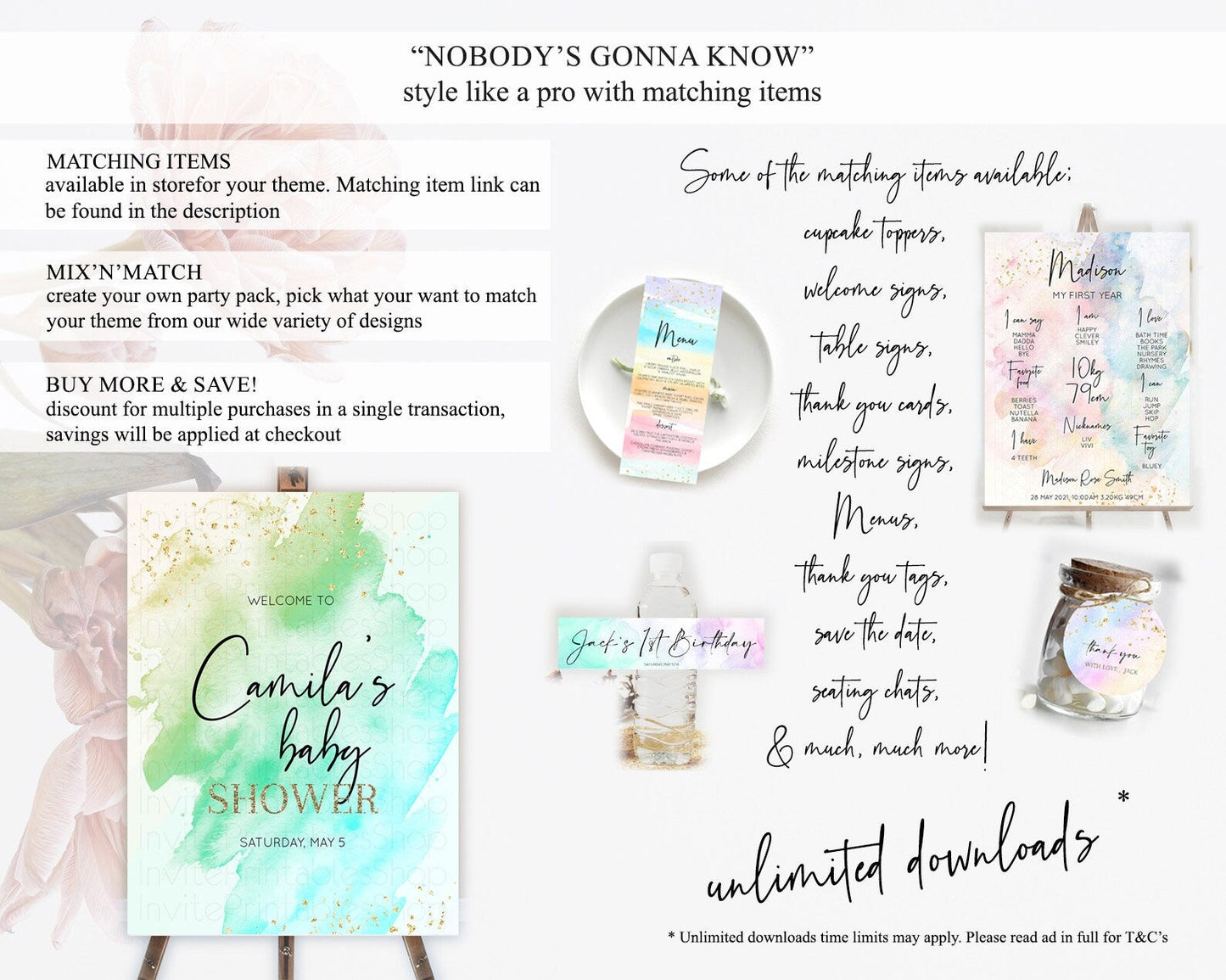 Green Baby Shower Welcome Sign Green Watercolor Welcome Board Pastel Green Party Decor Splash Welcome Poster Green Welcome Board D10170