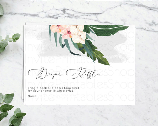 Editable Tropical Diaper Raffle Card Tropical Diaper Raffle Insert Palm Leaf