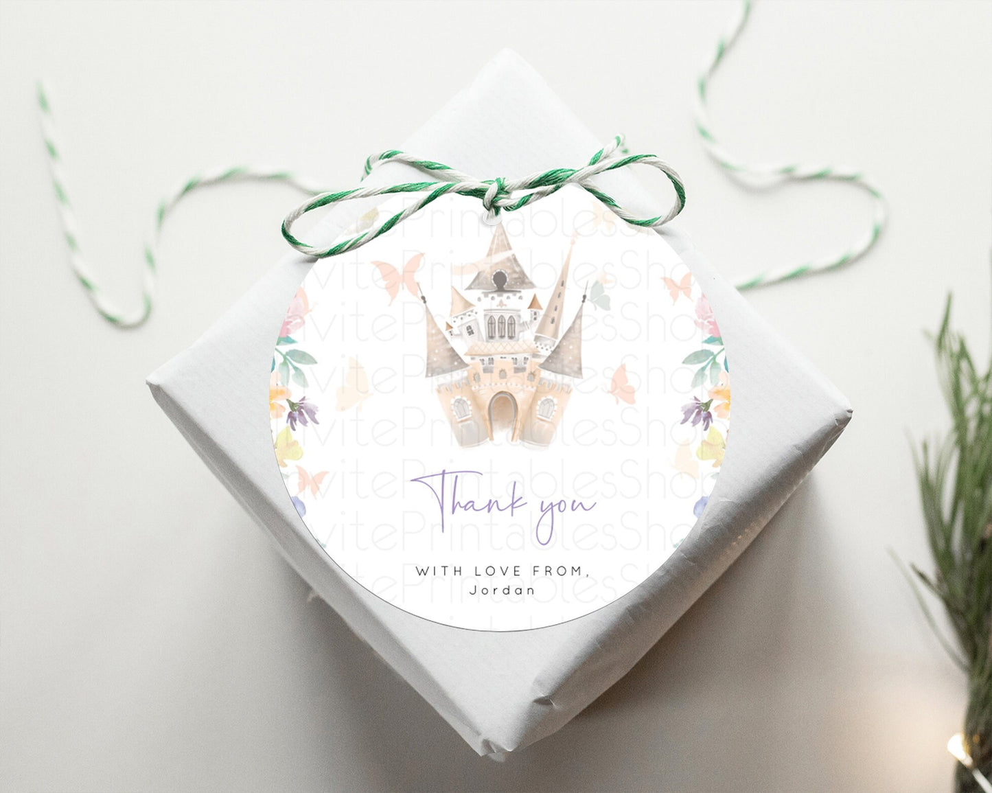Princess Thank You Tags Castle Thank You Gift Tags Secret Garden Favor Tags Enchanted Castle Pastel Floral First Birthday Thank You D10709