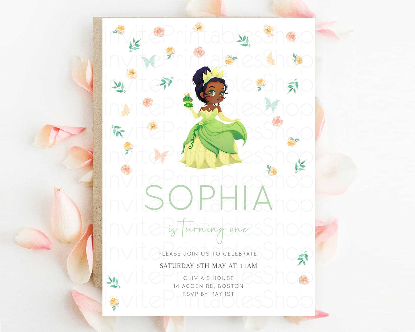 Princess Birthday Invitation Castle Invitation Royal Birthday Fairy Tale Enchanted Castle Pastel Floral Garden 1st First Birthday D10358