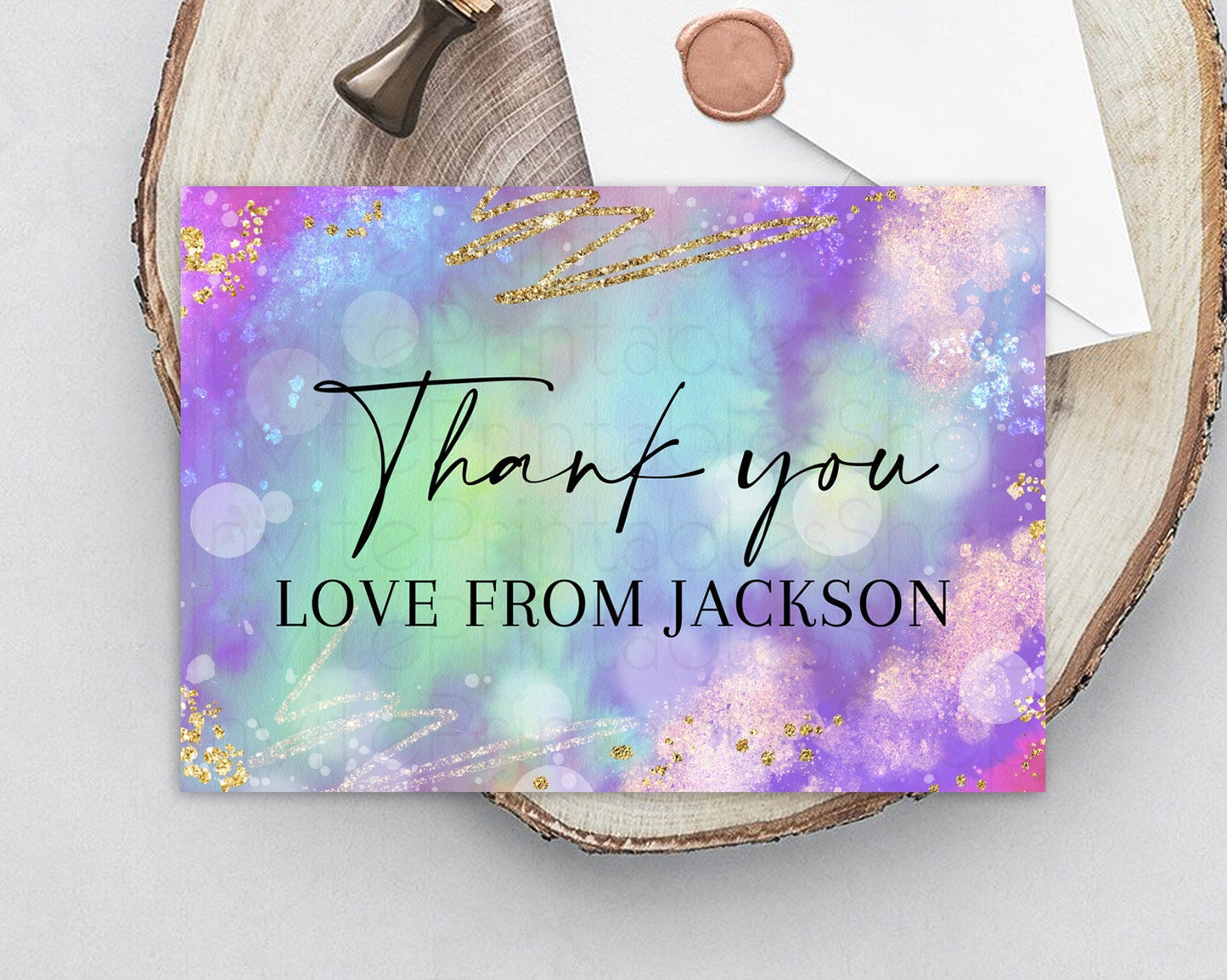 Tie Dye Thank You Rainbow Tie Dye Thank You Card Pastel Birthday Thank You Colorful Pastel Cards Rainbow Teacher Thank You Card D10680