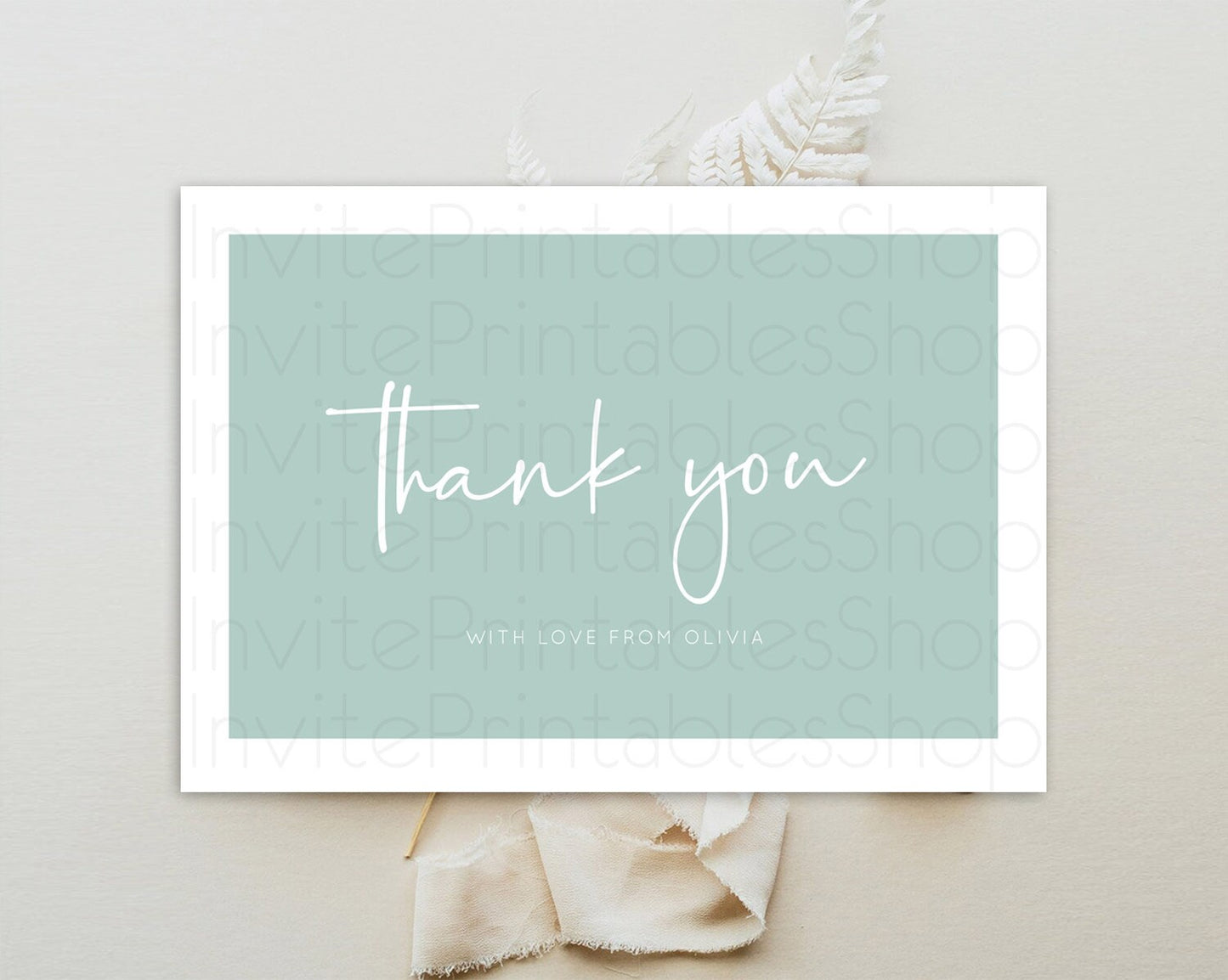 Green Thank You Pastel Green Thank You Card Green Birthday Thank You Card Modern Green Cards Simple Green Teacher Thank You Cards D10736