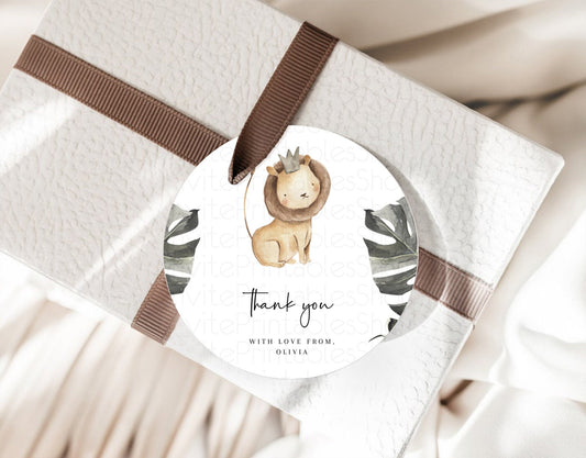 Lion Thank You Tags Lion Thank You Gift Tags Lion Party Favor Tags Safari Lion Goodie Tags Dried Palm Fern Lion Birthday Thank You D10599