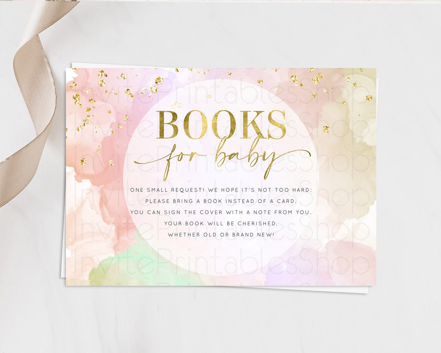 Pastel Books For Baby Card Pastel Rainbow Book Insert Colorful Ombre Watercolor Book Card Confetti Glitter Baby Book Poem Request D10627